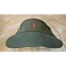 Vintage Polo Ralph Lauren Khaki Green Red Pony Cotton Visor One Size RARE