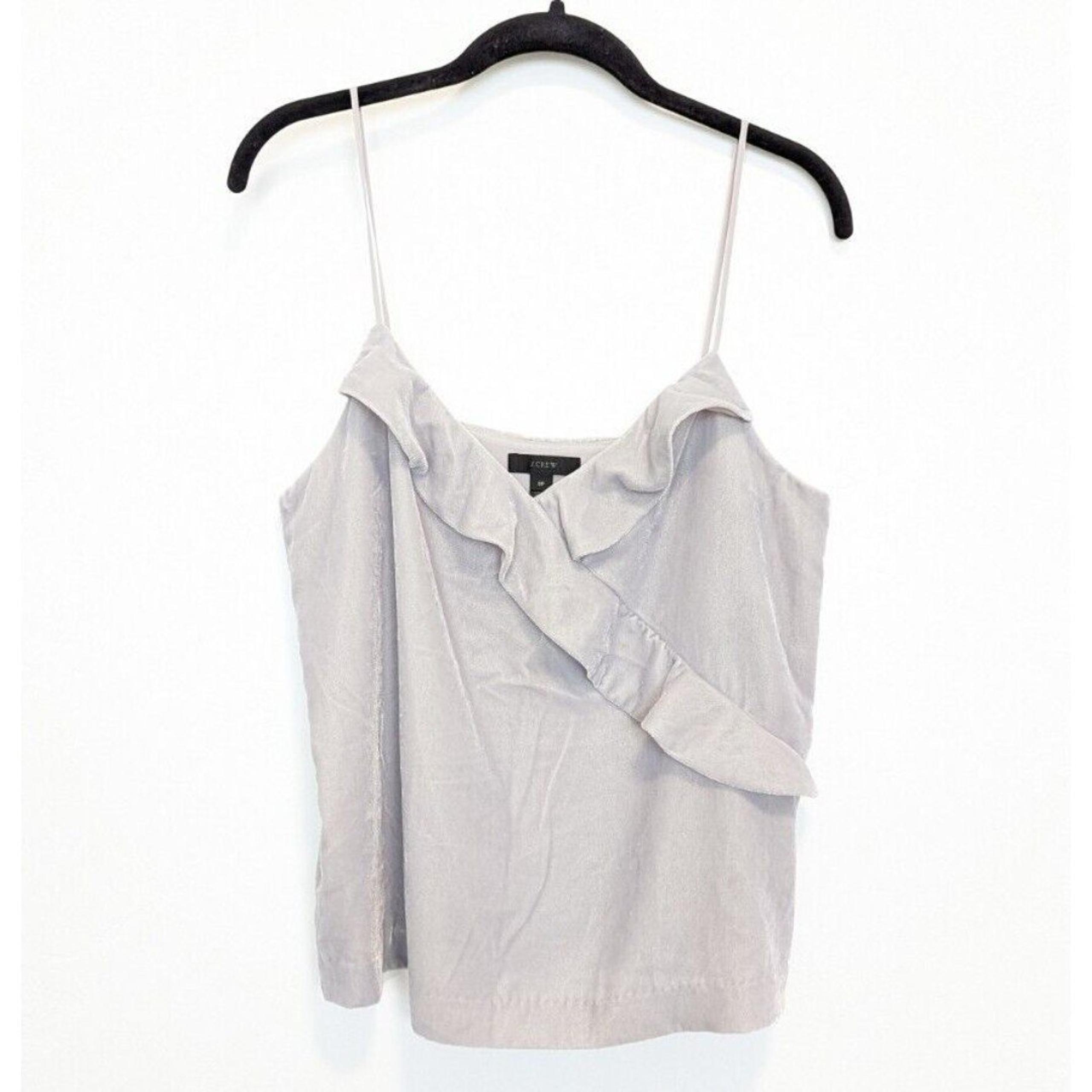 J CREW Velvet Tank Top Womens Size 8P Gray Going Out Cami Ruffle Sleeveless