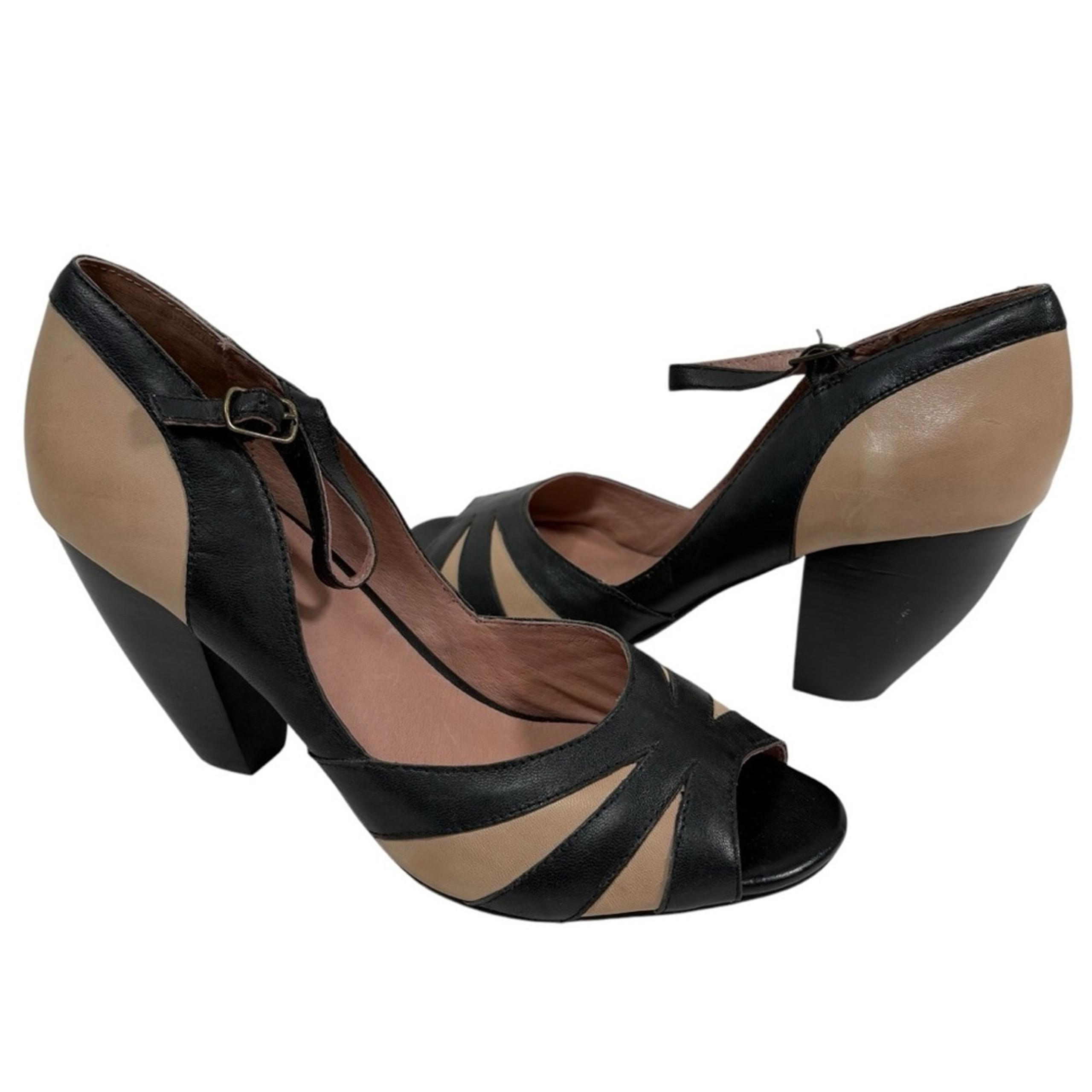 Miz Mooz Womens 10 Weatherly Leather Open Peep Toe Cut Out Heels Shoes NWOT New