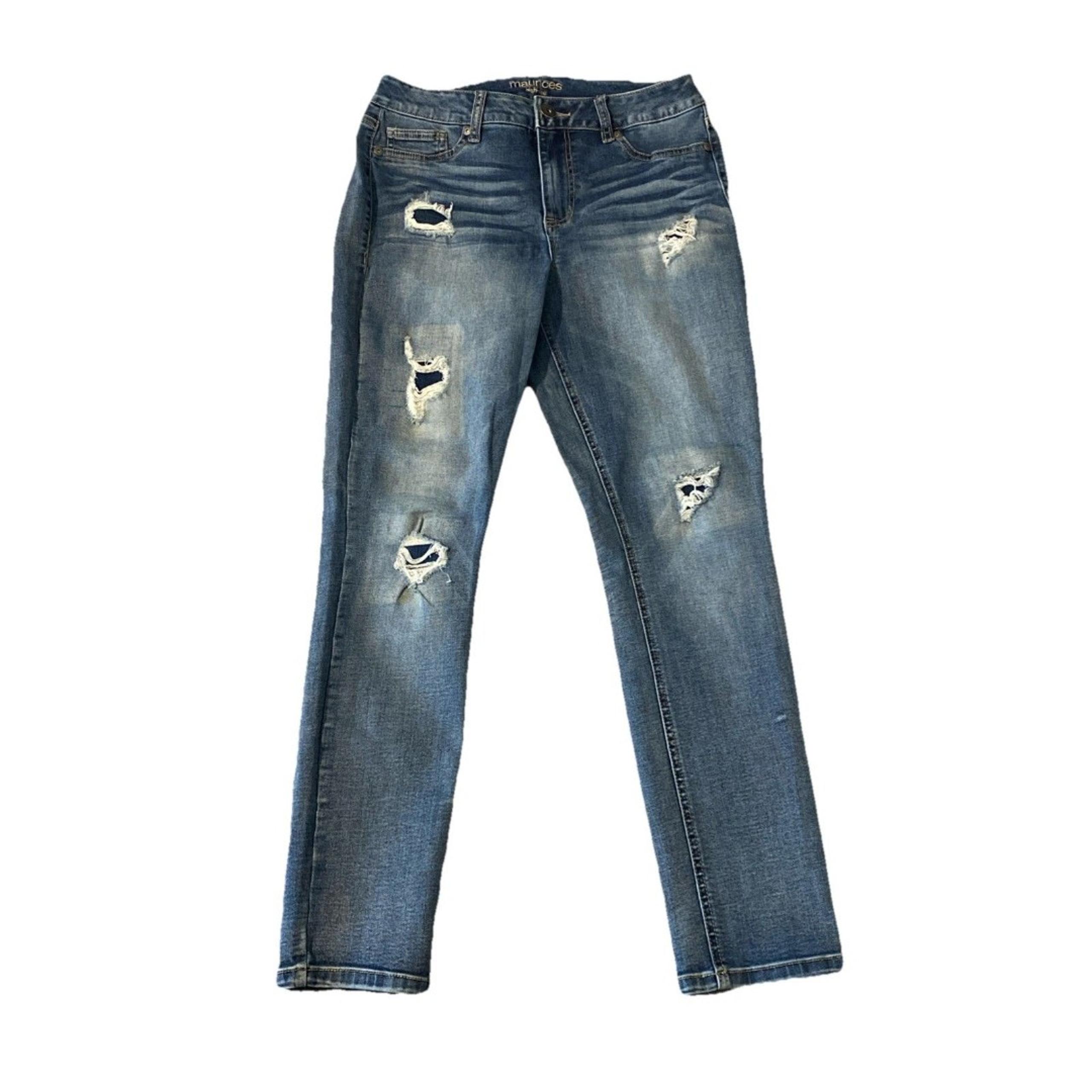 Maurice’s High Rise Distressed Jegging Jeans Medium Great Whiskers 2% Spandex