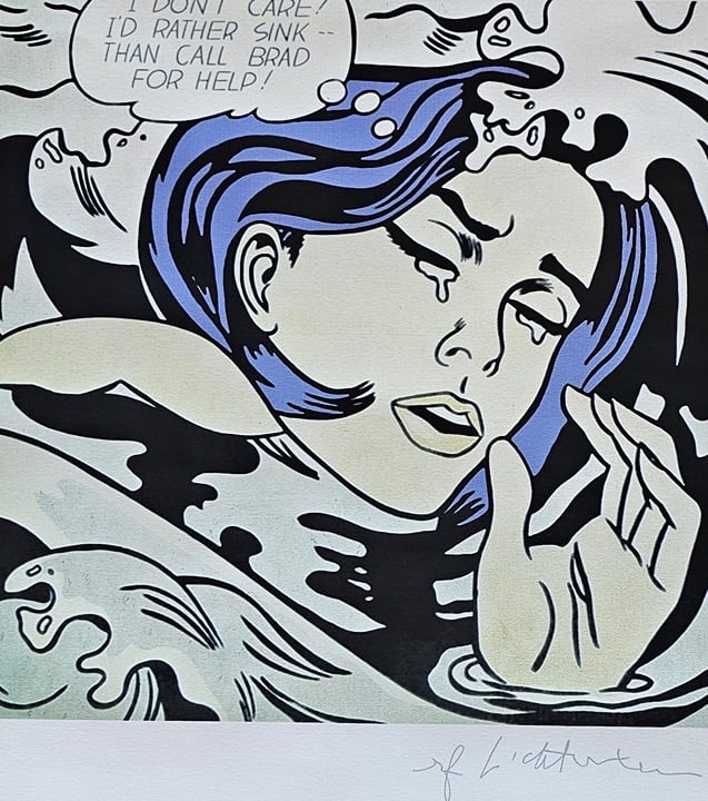 ROY LICHTENSTEIN Drowning girl pop art print (signed in print NOT hand signed)