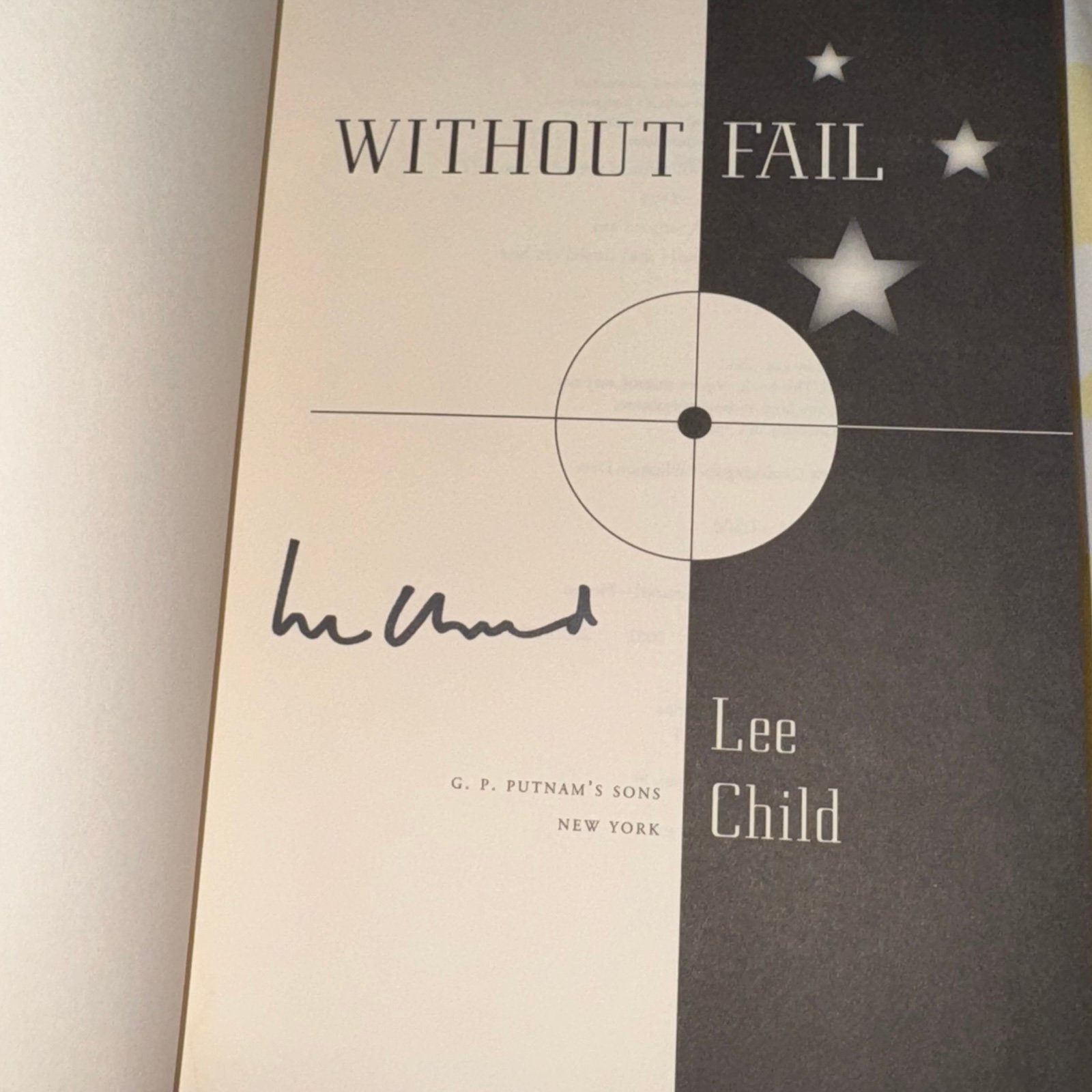 WITHOUT FAIL SIGNED LEE CHILD 1ST/1ST