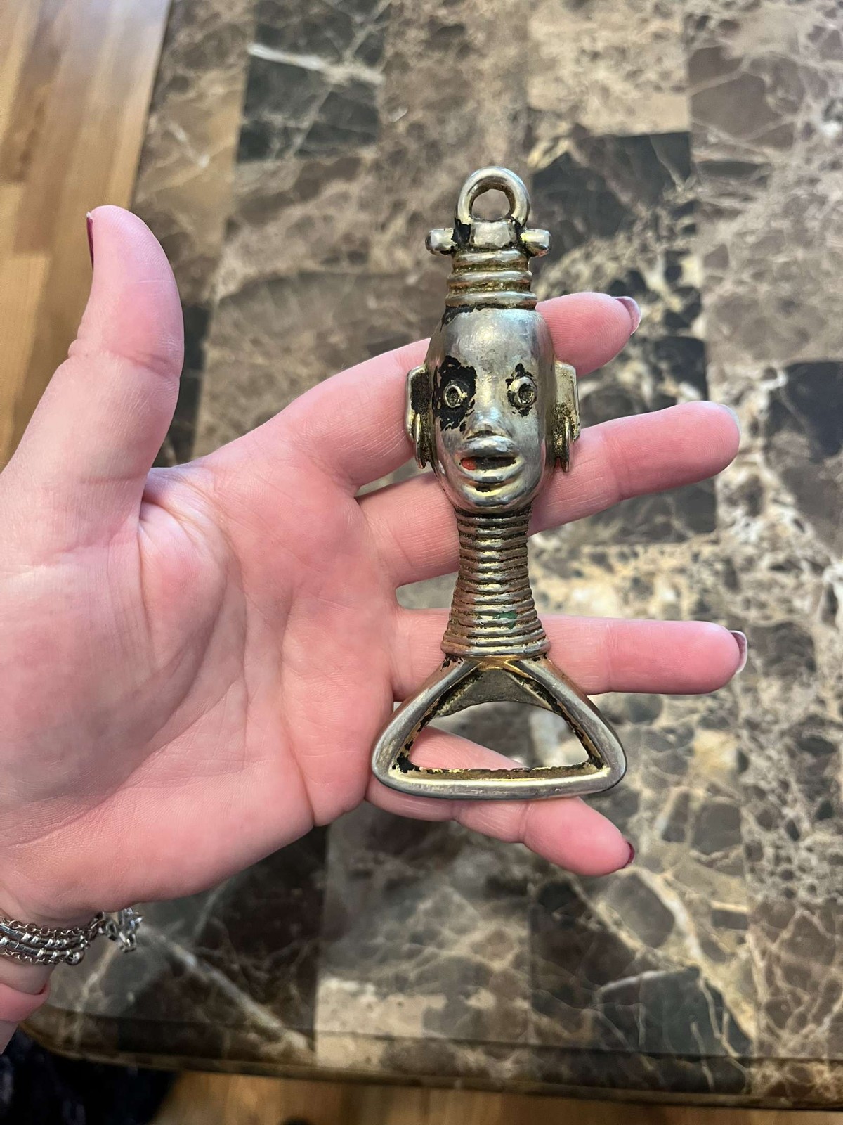 Rare Dayagi Mid Century Modern Israel Brass Bottle Opener African Head