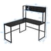 55 L-Shaped Desk Corner Computer Desk Writing Workstation Table w/Hutch Black