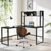55 L-Shaped Desk Corner Computer Desk Writing Workstation Table w/Hutch Black