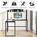 55 L-Shaped Desk Corner Computer Desk Writing Workstation Table w/Hutch Black