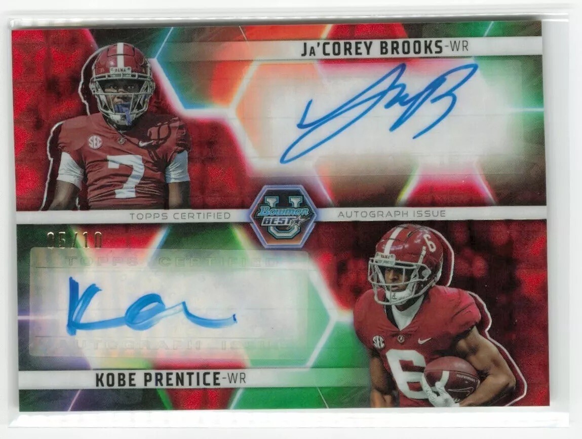 JACOREY BROOKS KOBE PRENTICE RC 2023 BOWMAN U BEST RED DUAL ROOKIE AUTO SP #/10