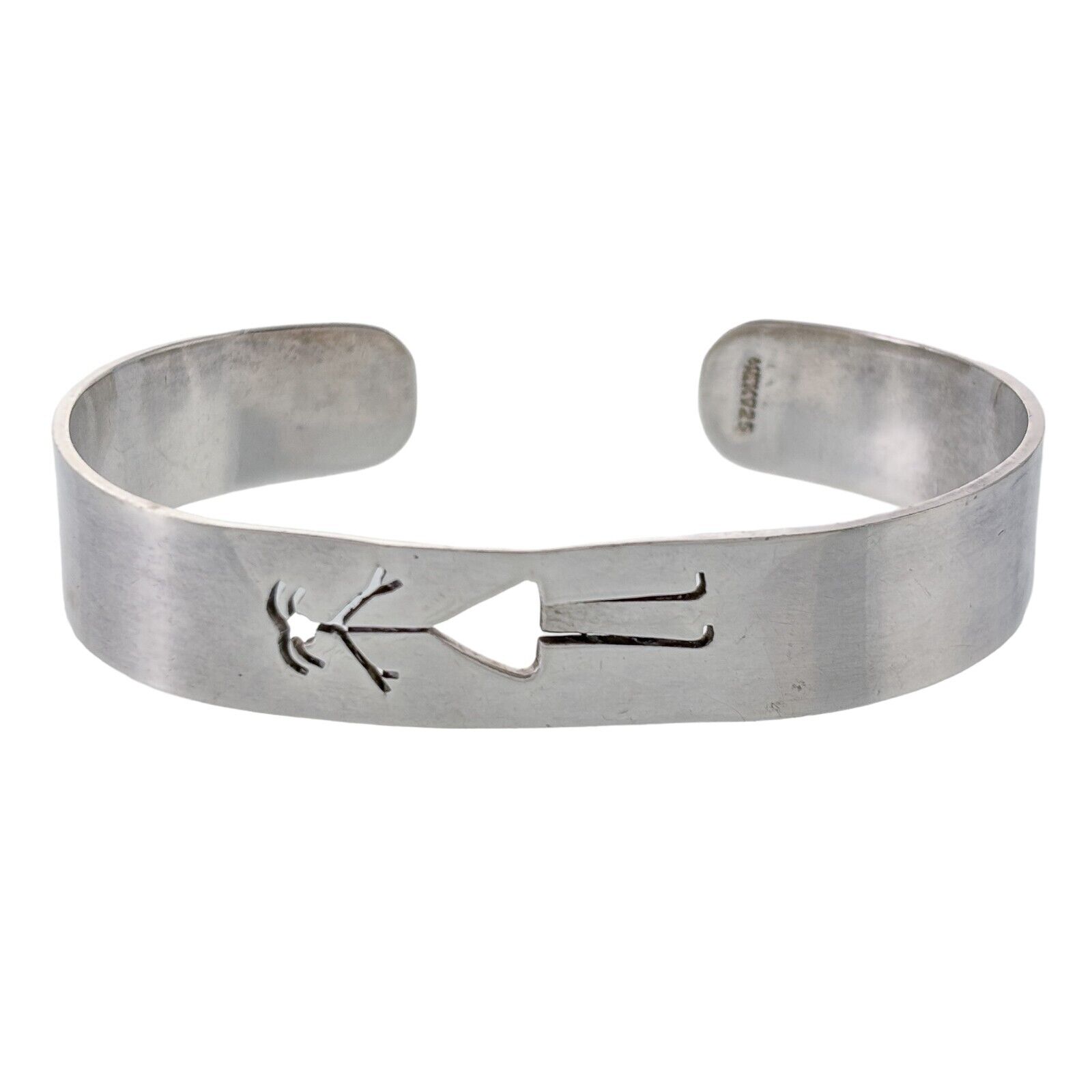 Vintage Mexico Sterling Silver 27.2 Gram Woman Girl Cutout Cuff Bracelet 6.5