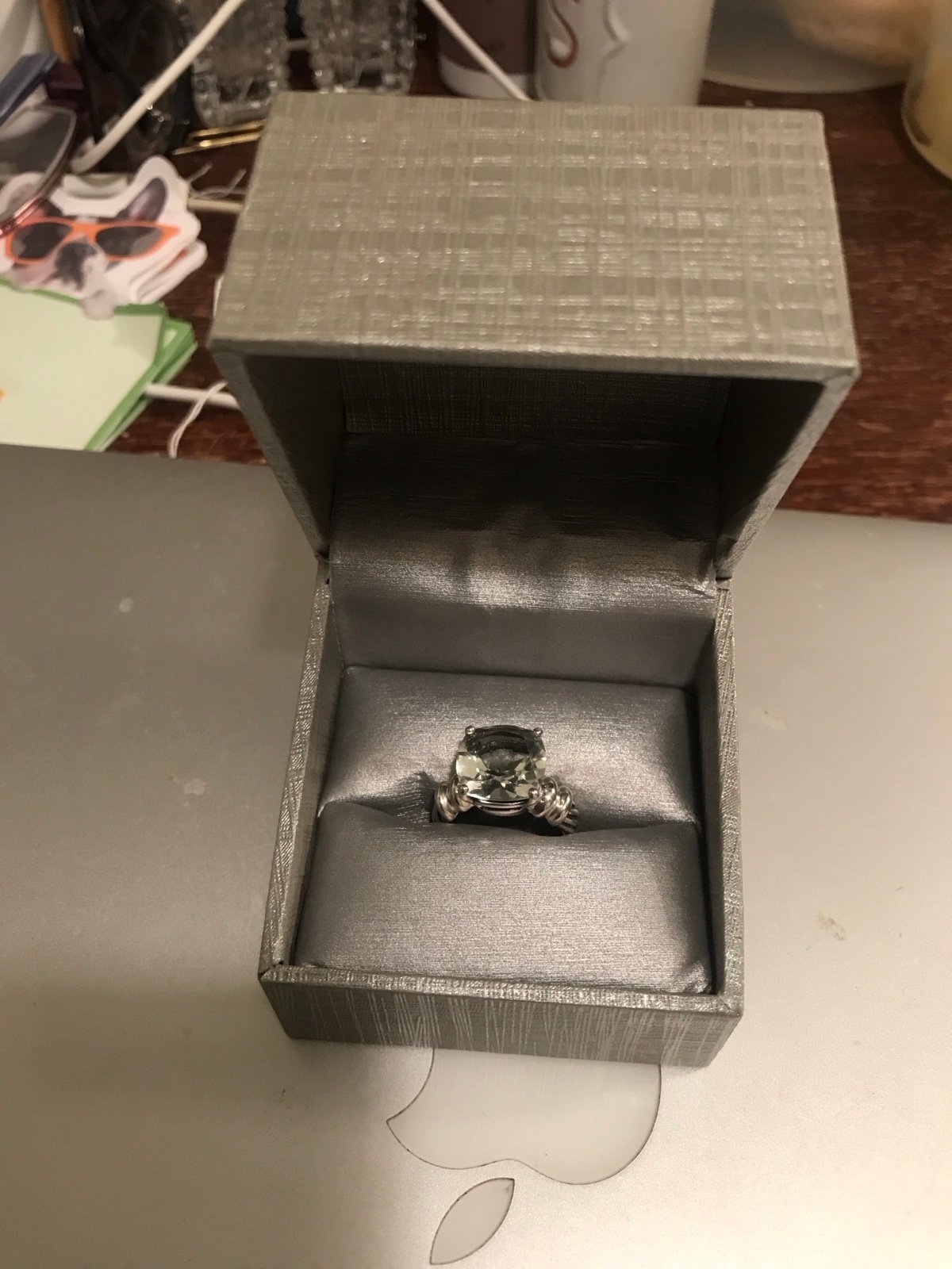 Judith Ripka Sterling Silver Green Quartz Ring Size 6