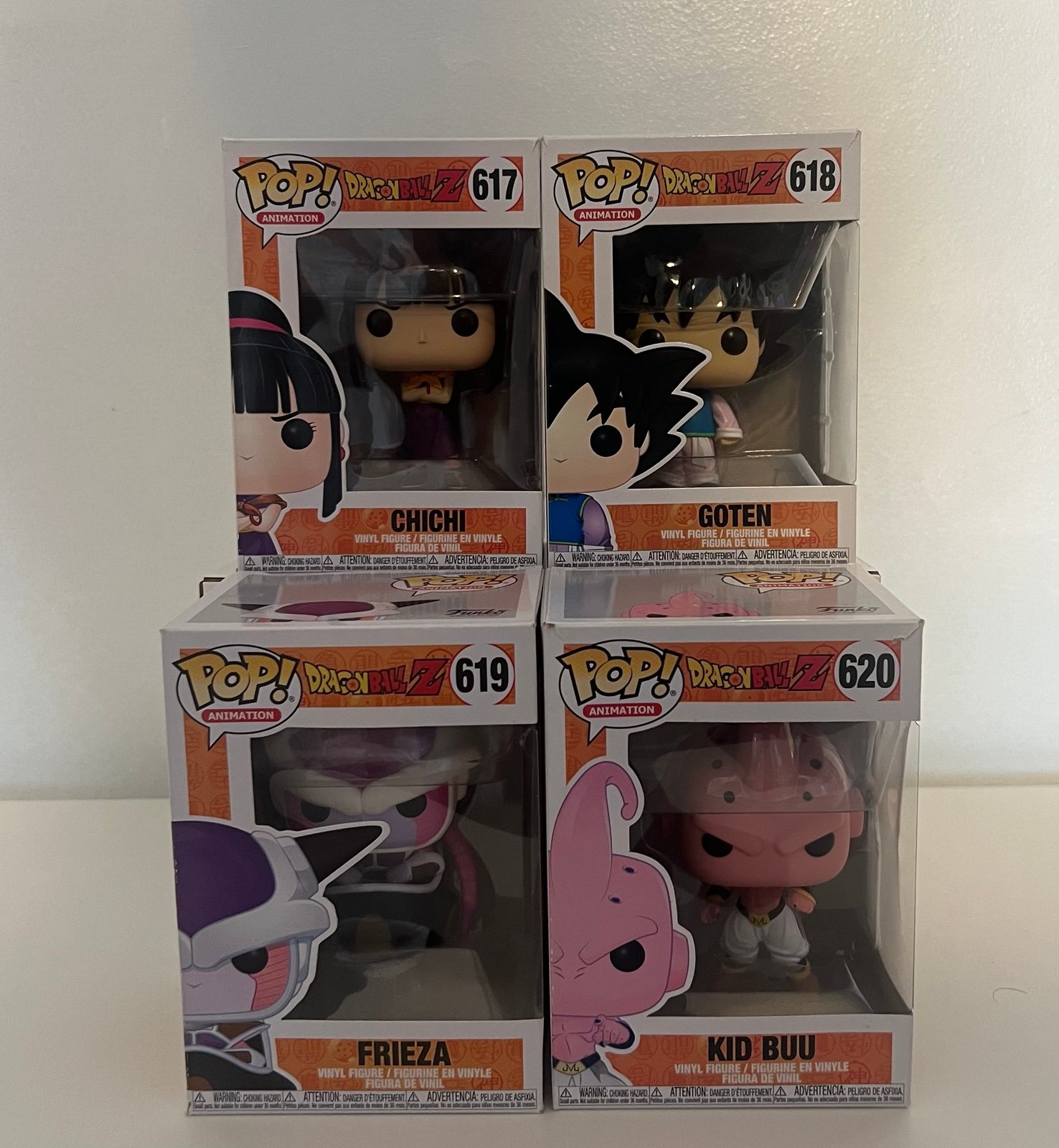 Dragon Ball Z Funko Pop Set (617–620) – Chichi, Goten, Frieza & Kid Buu