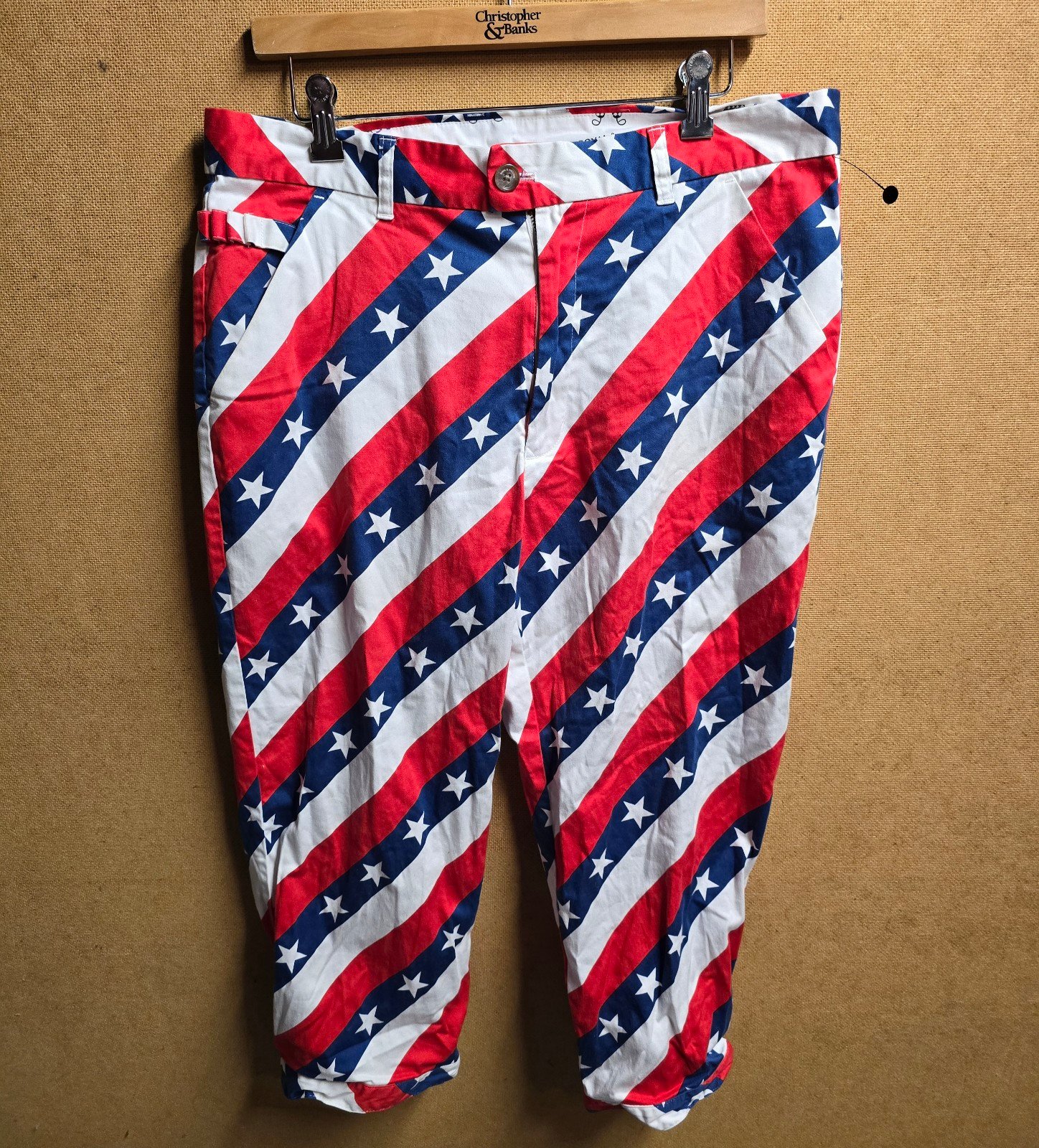 Royal and Awesome Golf Knickers Pars and Stripes USA Flag Waist 36