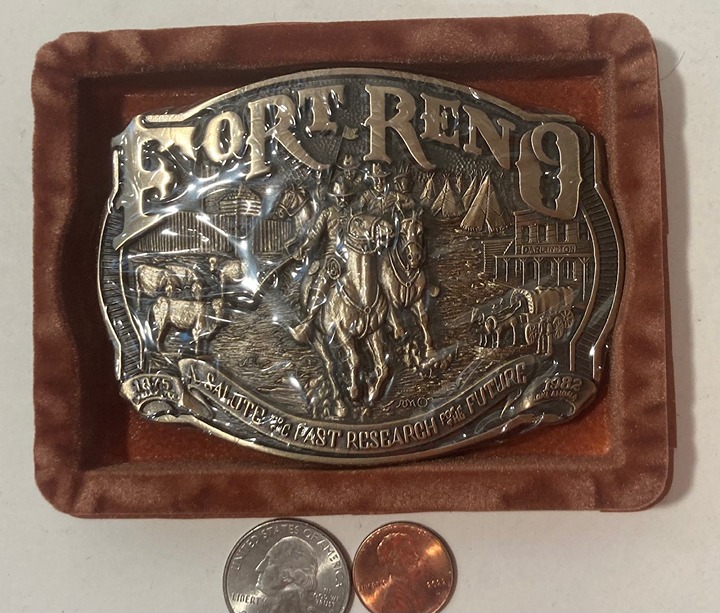Vintage Metal Belt Buckle, Brass, Fort Reno, Darlington, Nice Design