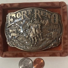 Vintage Metal Belt Buckle, Brass, Fort Reno, Darlington, Nice Design