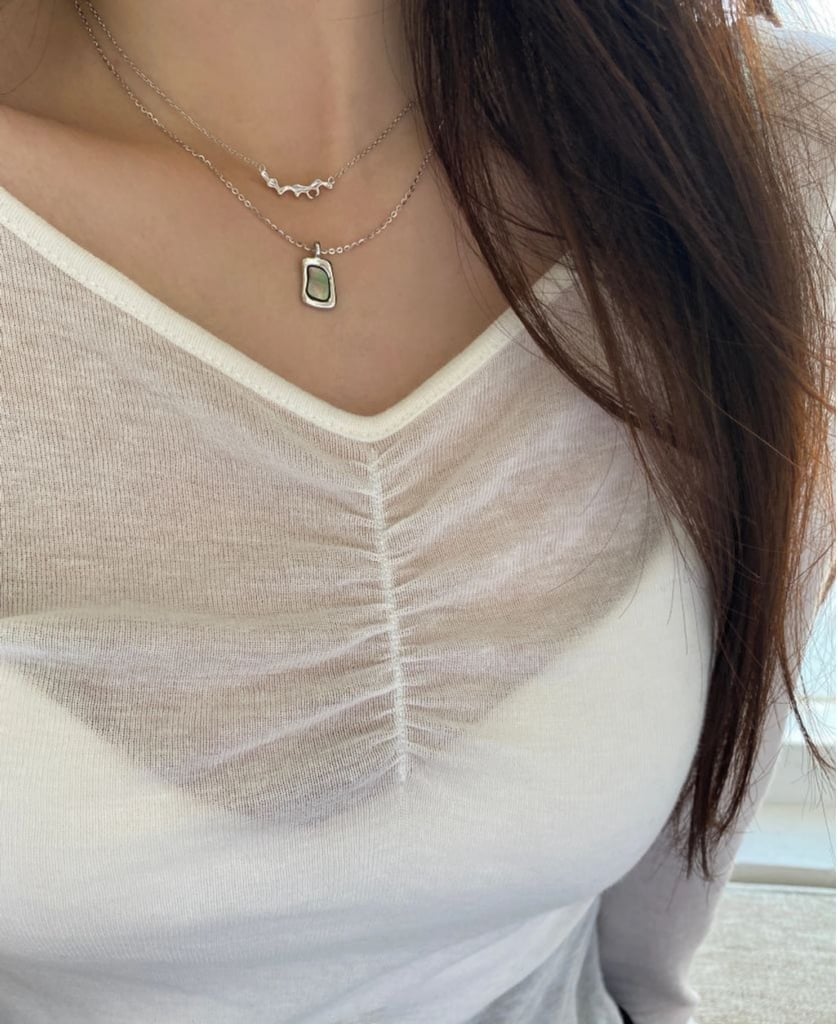 NEW Women's Irregular Abalone Pendant Necklace , 925 Silver, Size 16-18