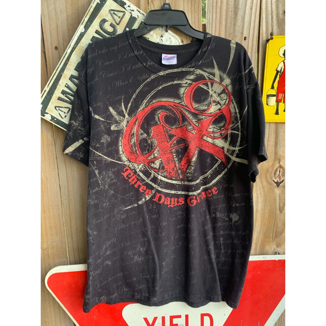 Vintage 2003 Three Days Grace One-X Promo Album All Over Print band tee XL