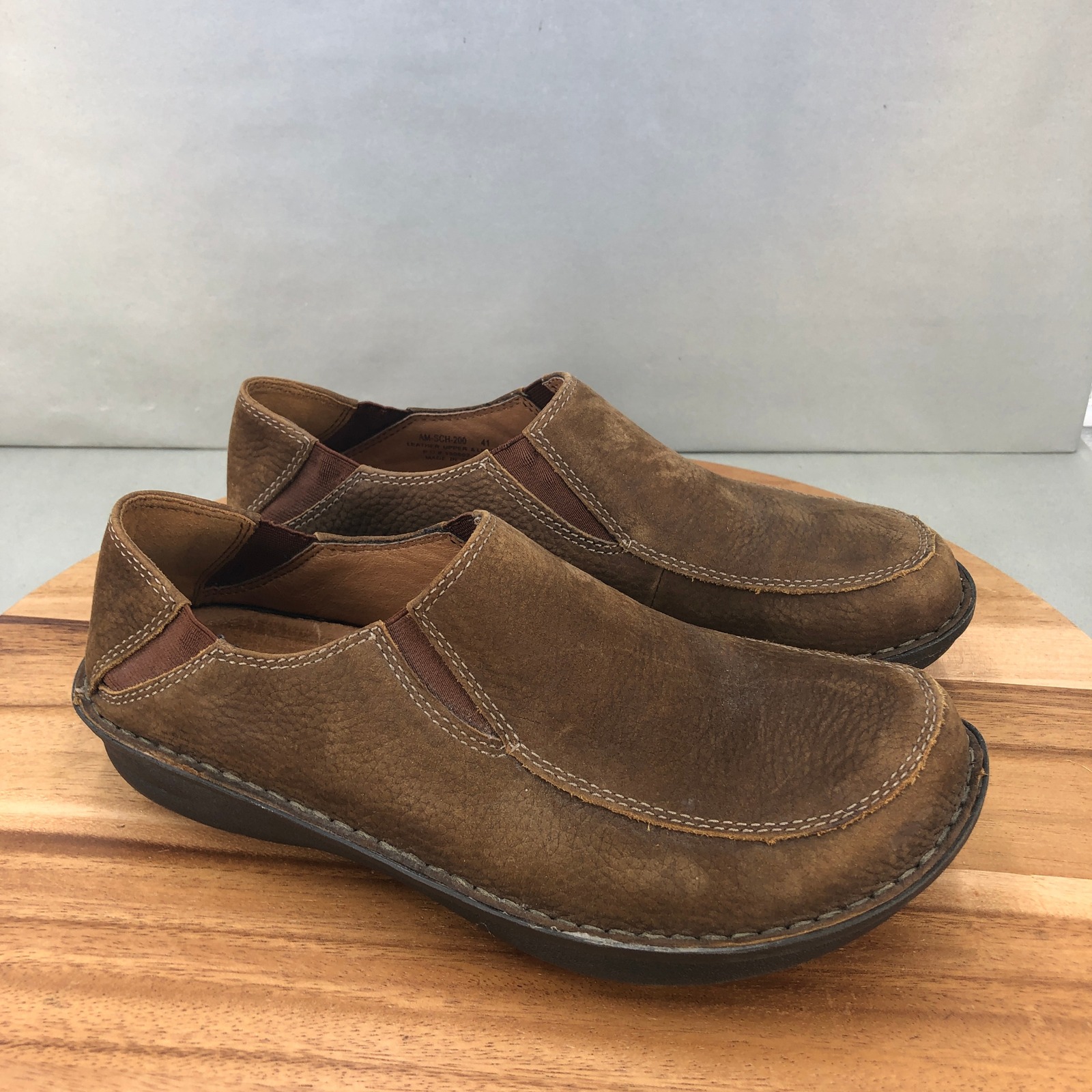 Alegria Schuster Choco Nubuck Leather Clogs Mens 41 / 8 Brown Slip On Shoes