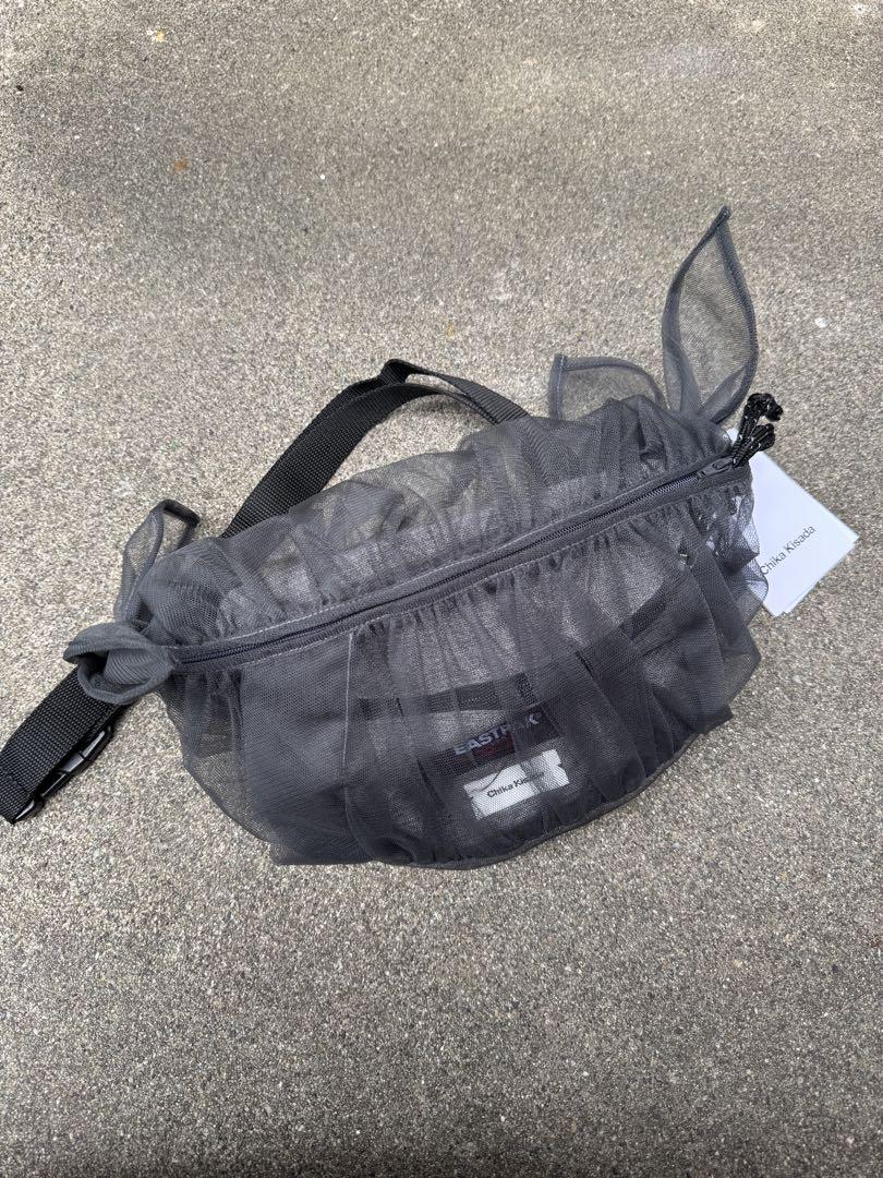 Ribbon Satin 2-Way Body Bag Black Waist Bags & Fanny Packs