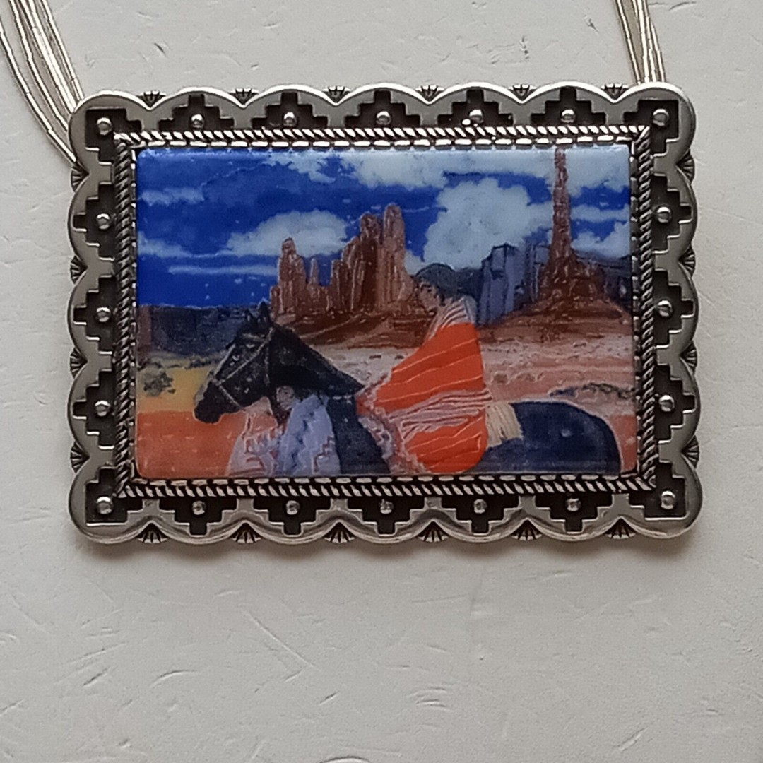 Rare Amado M Pena Mestizo Series Paseo El Valle Sterling Silver Brooch/Pendant