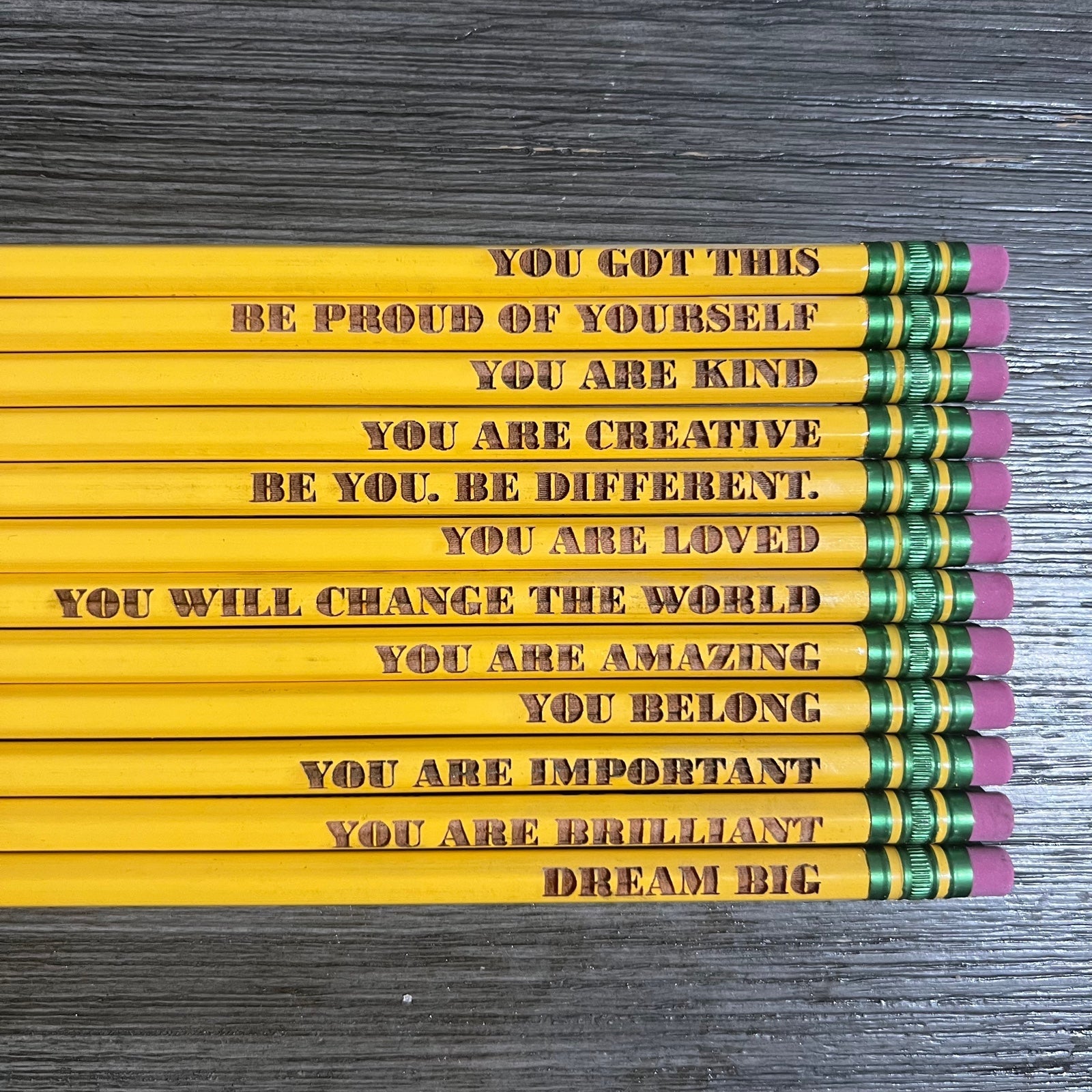 (9) 12 PACKS Positive Words of Affirmation Motivational Pencils Back to School
