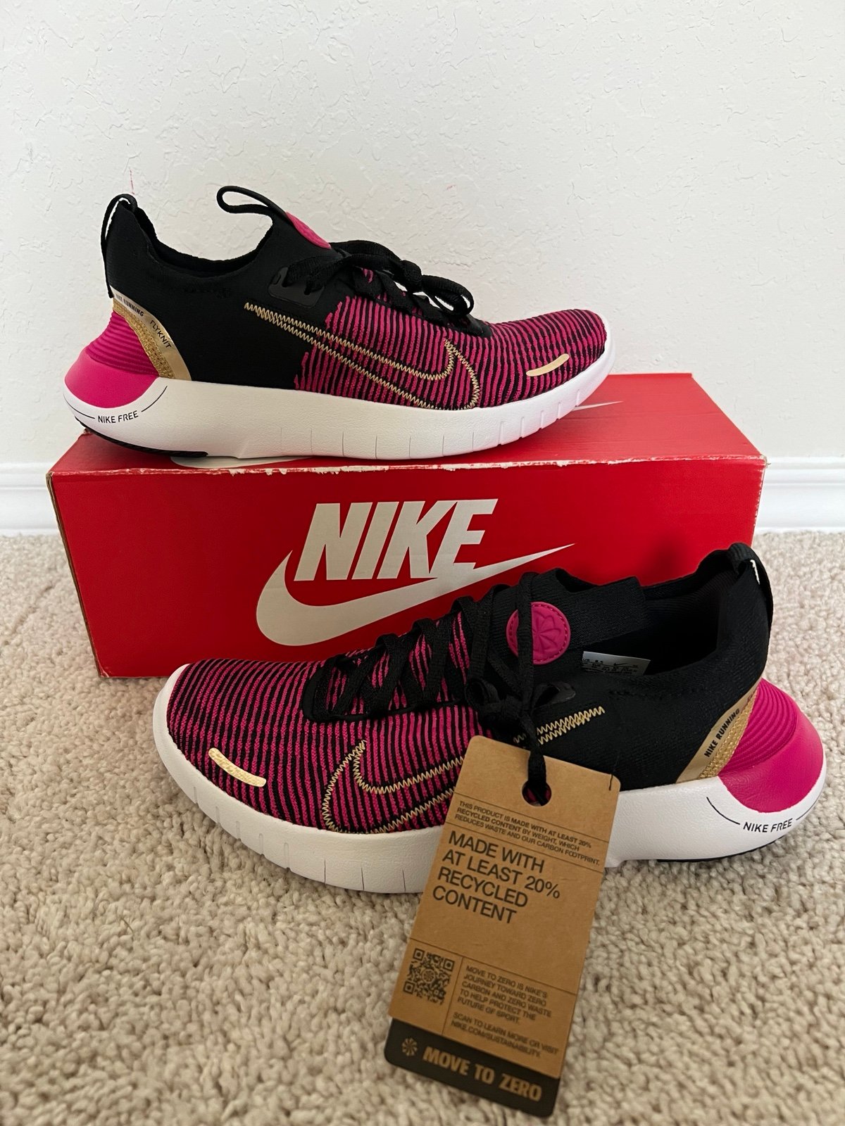 Nike Free RN FK Next Nature Fireberry Pink Gold Shoes