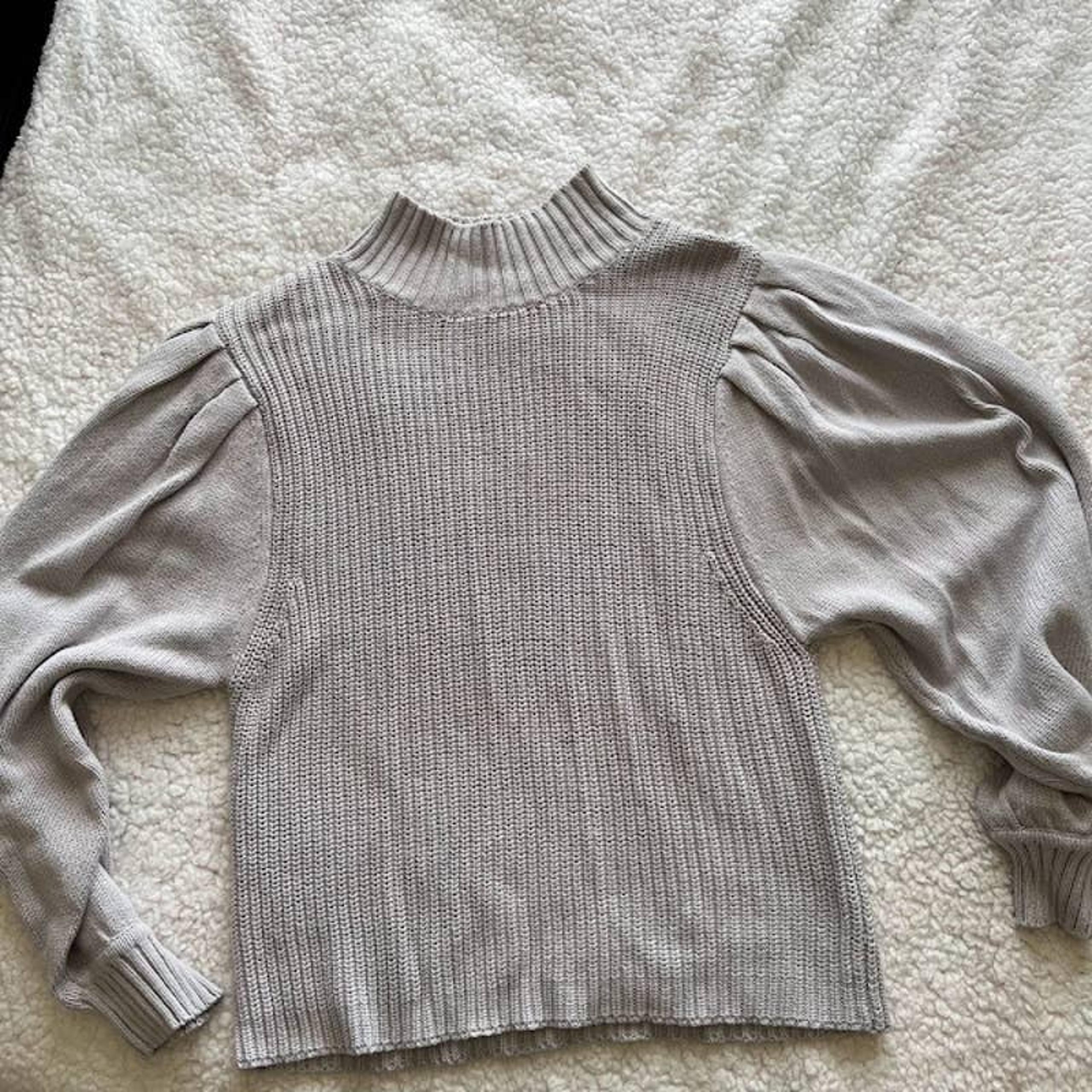 Prologue Women's Size XXL Gray Mock Neck Chunky Ballon Sleeve Sweater Minimalist