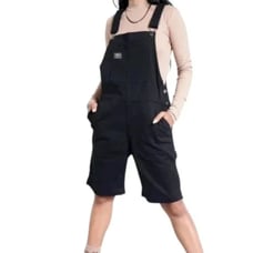 Wildfang Essential Overall Stretch Cotton Shorts Overalls Black Size XL