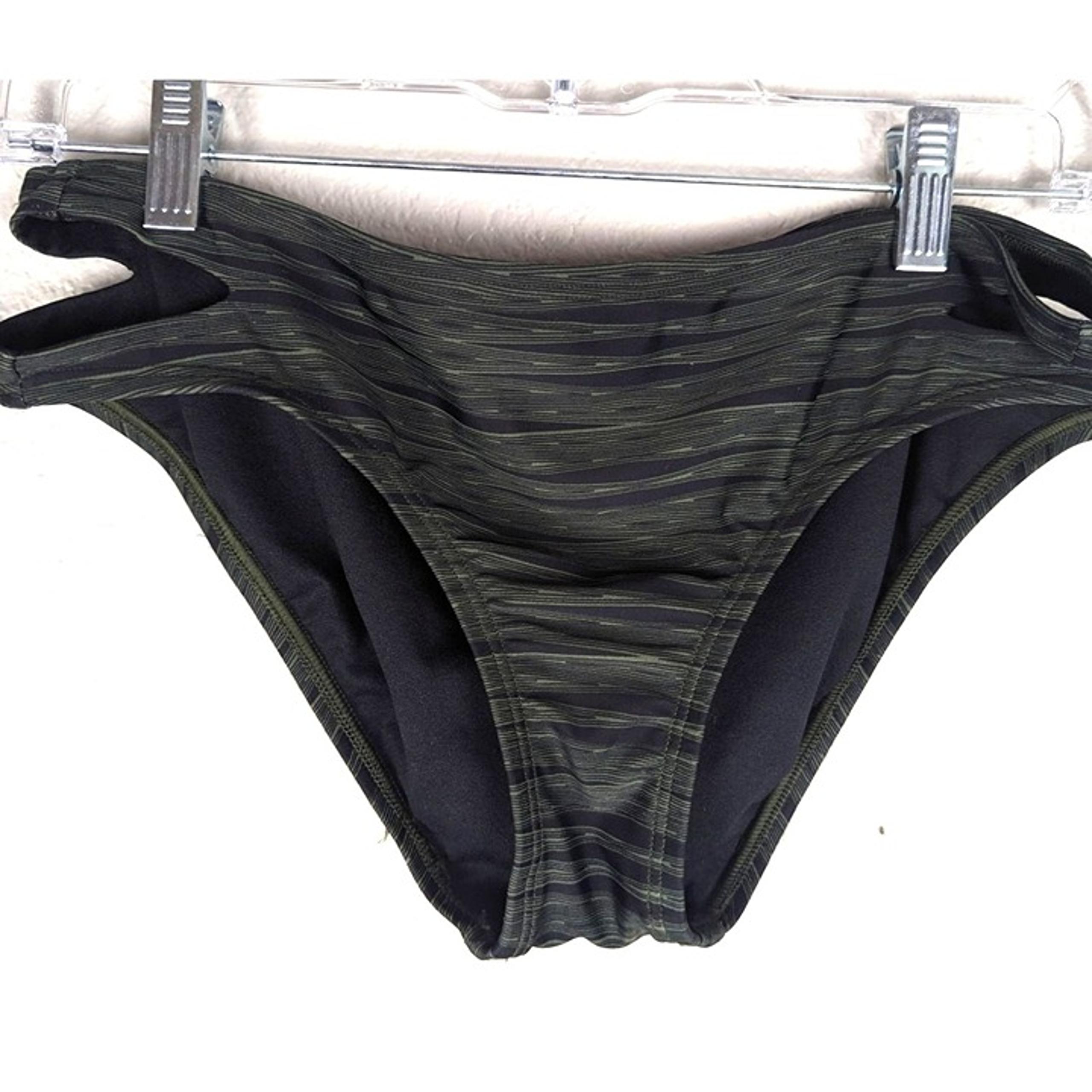 ATHLETA Bikini Bottom Swimsuit Underwear Green Black Size SMALL Swimwear Beach