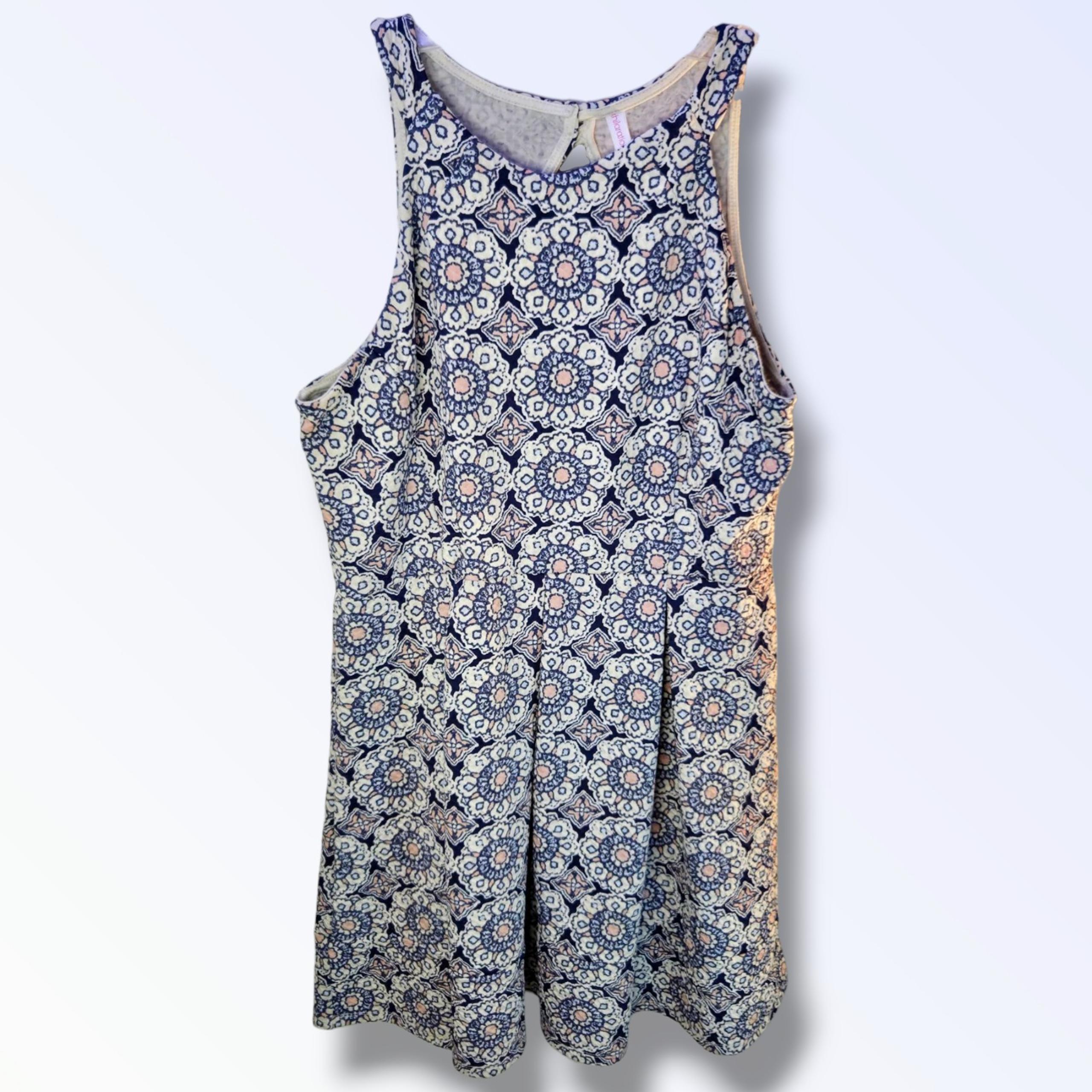 Xhilaration | Women's Blue, White & Pink Patterned Sundress | Size X-Large |
