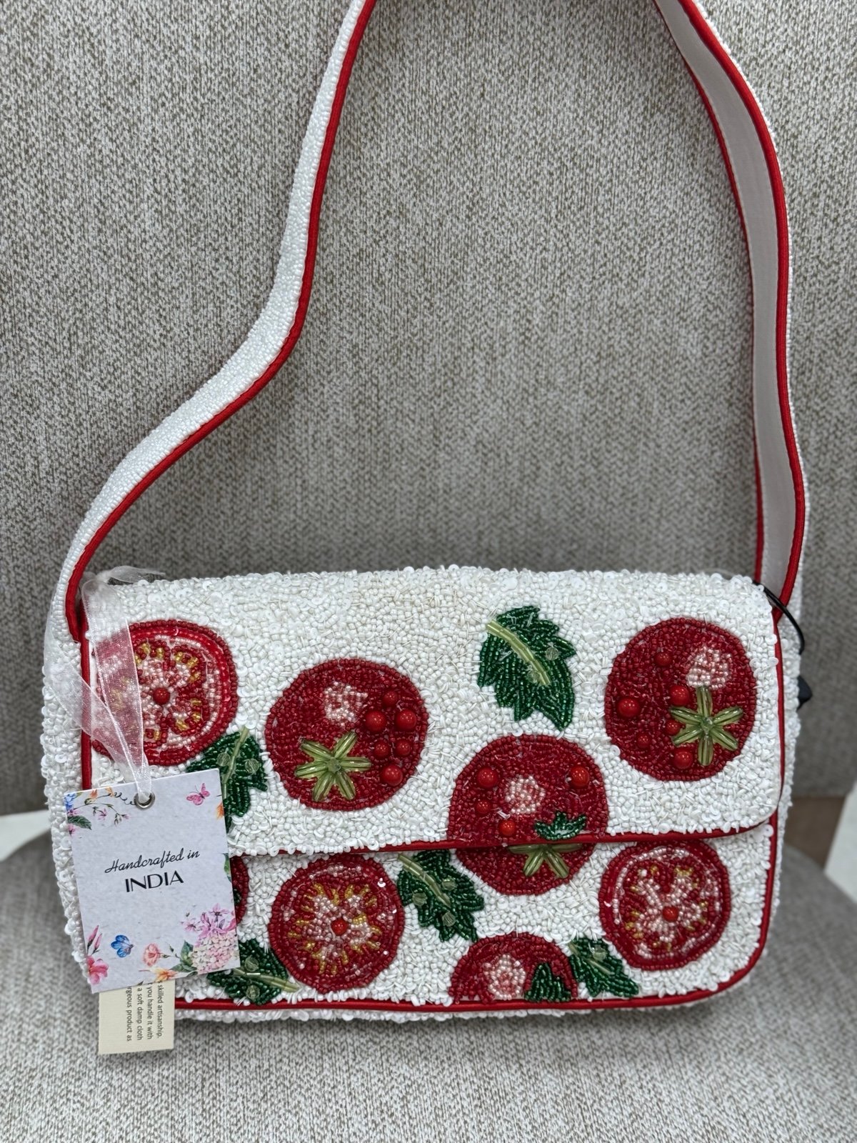 Viral Tomato Beaded Bag