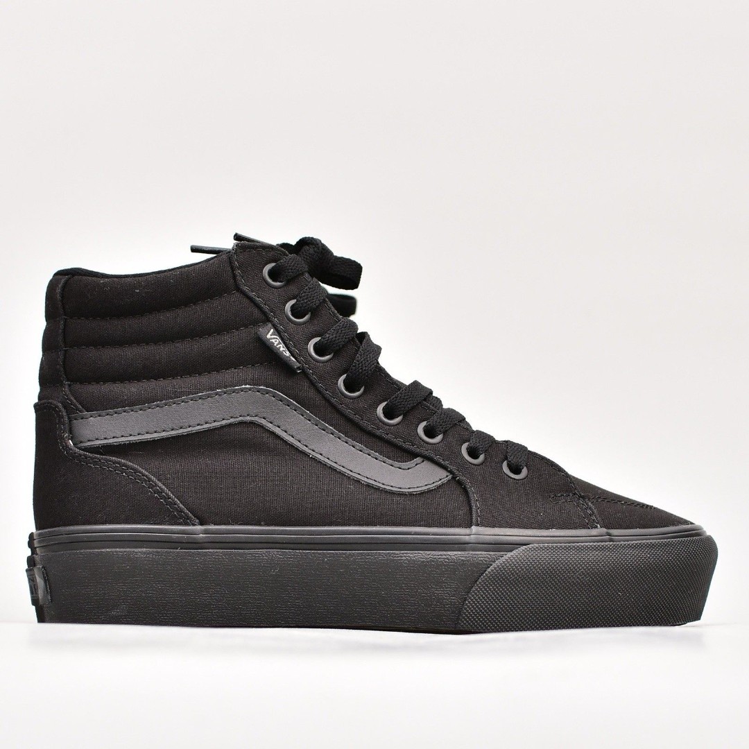 VANS SK8 HI SNEAKERS WOMENS 7.5 TRIPLE BLACK CANVAS HIGH TOP SHOES