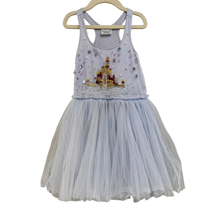 OOH LA LA COUTURE Castle Dress Girls 6 Disneyland Blue Beaded Tulle Princess