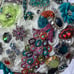 Multi color Bridal bouquet sparkly peacock rhinestone bedazzled One of kind