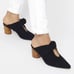 Bernardo Finley Suede Knot Wood Block Heel Mules Black