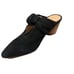 Bernardo Finley Suede Knot Wood Block Heel Mules Black