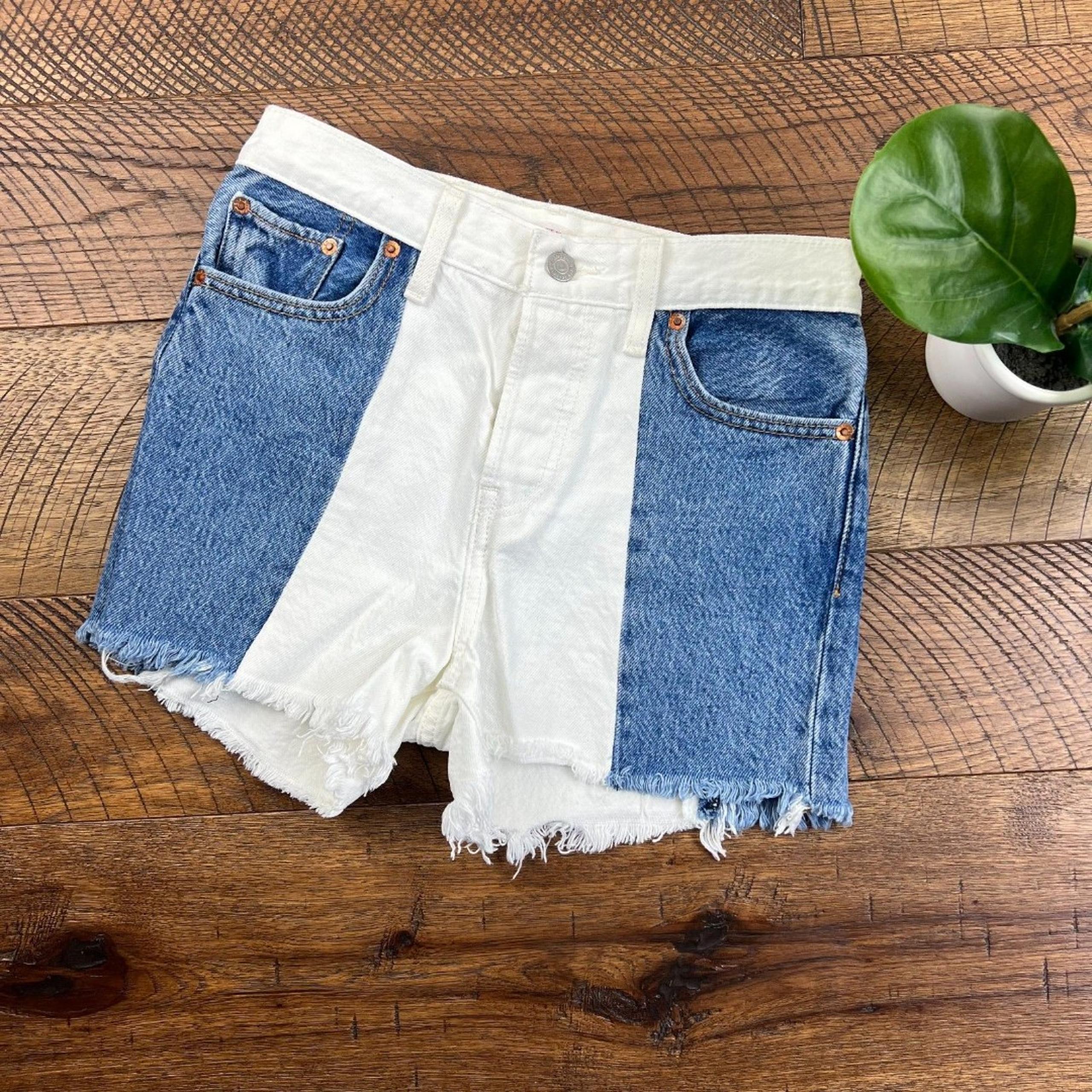 LEVI'S 25 wedgie short paneled cut offs denim jean shorts