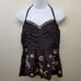 Free People Sweet Safari Top S Brown Stripe Halter Sweetheart Embroidery Mirrors
