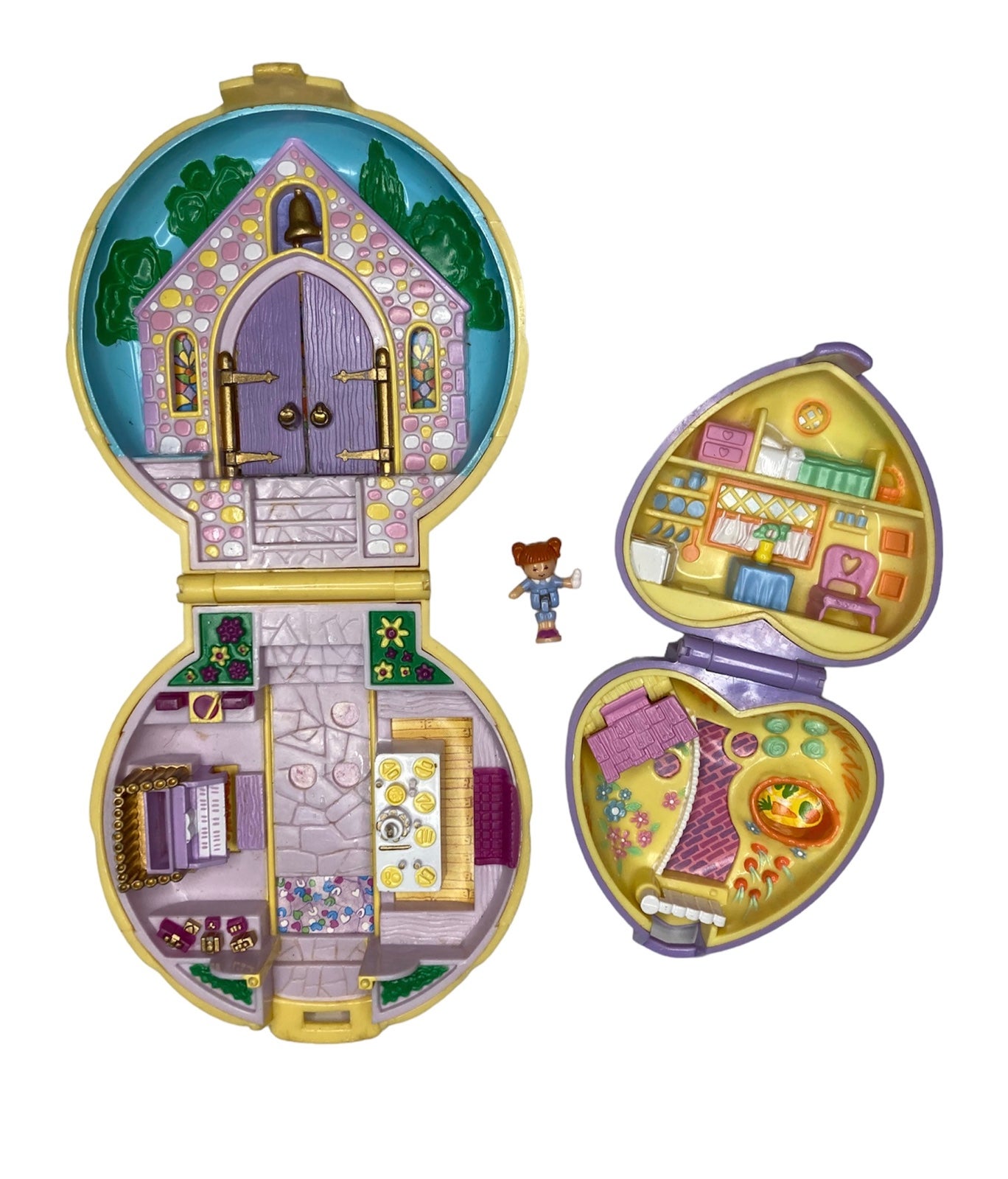 Vintage 1989 Polly Pocket Nancy’s Wedding Day Chapel Yellow Small Heart 1 Polly