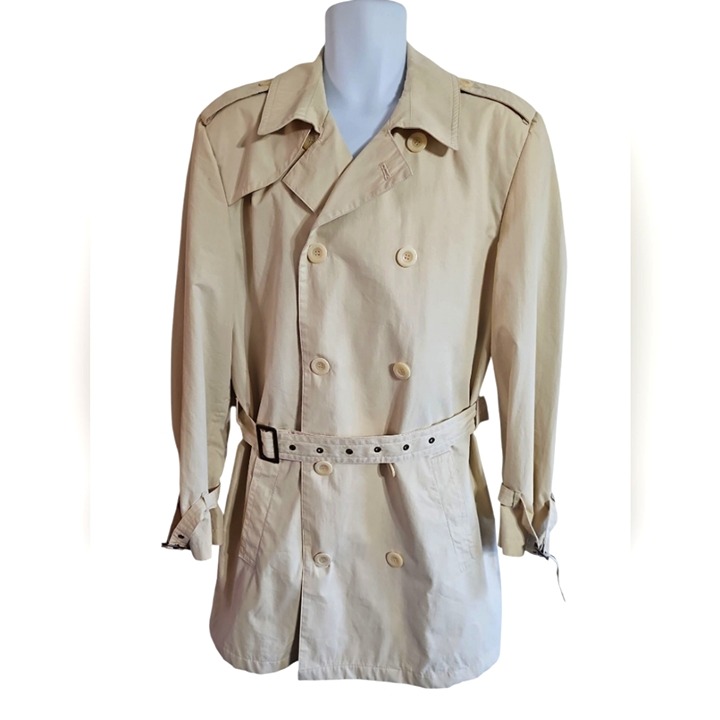 International Male Men's Trench Coat Outerwear Medium Beige Classic Vintage 90s