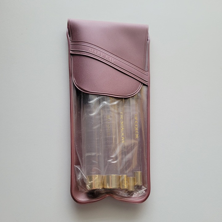 Vintage Mary Kay 5 Piece Clear Makeup Brush Set Travel Pouch SEALED