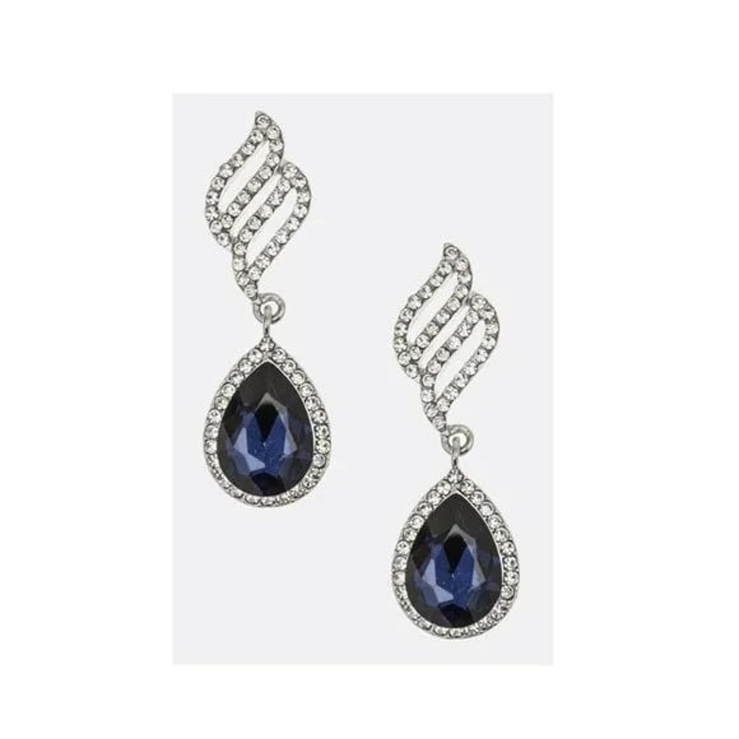 Crystal Wing and Teardrop Drop Earrings Woman Bridal Wedding Rhodium Montana