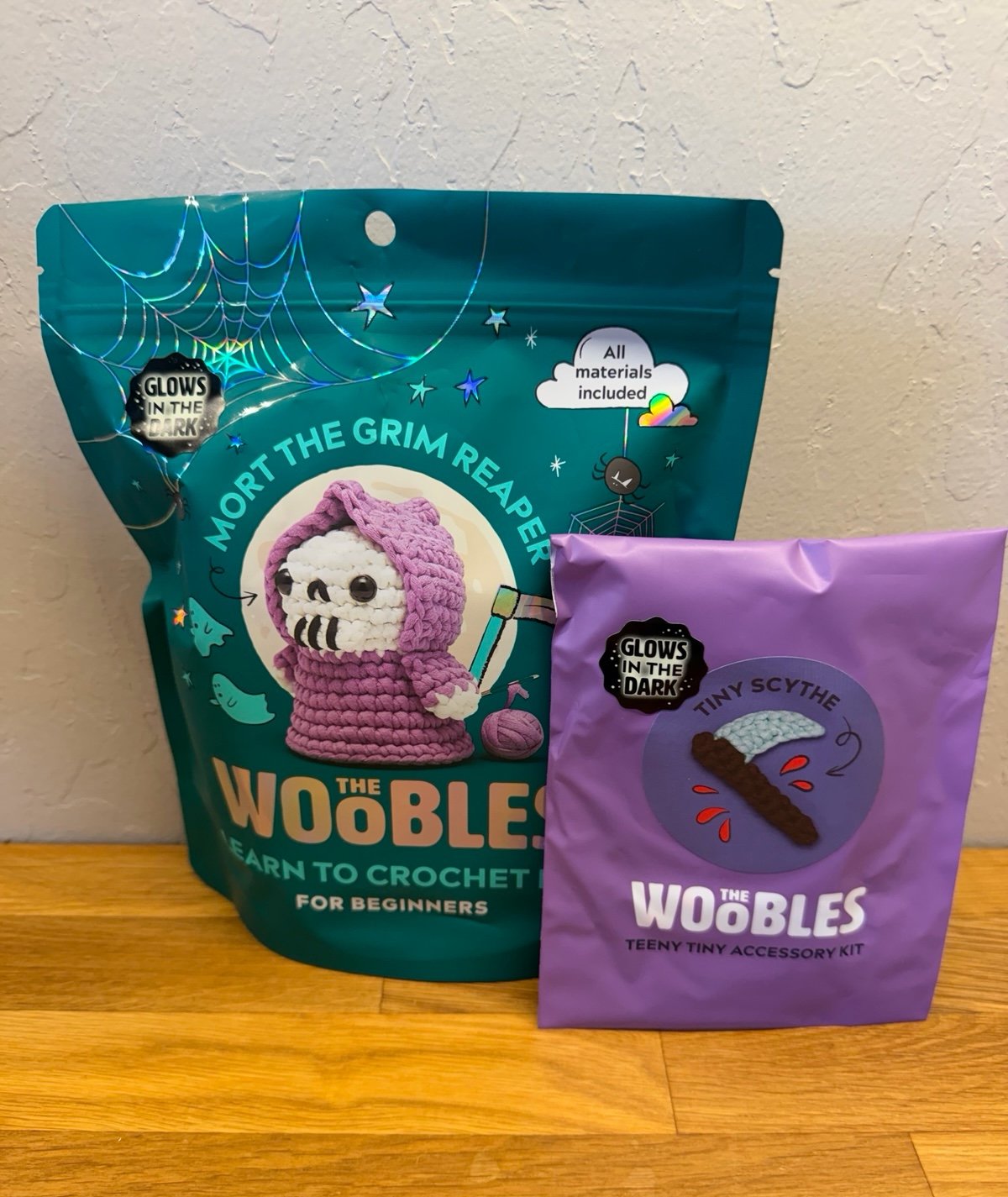 Sold Out - Mort the Grim Reaper & Tiny Scythe Woobles Kits (Glows in the Dark)