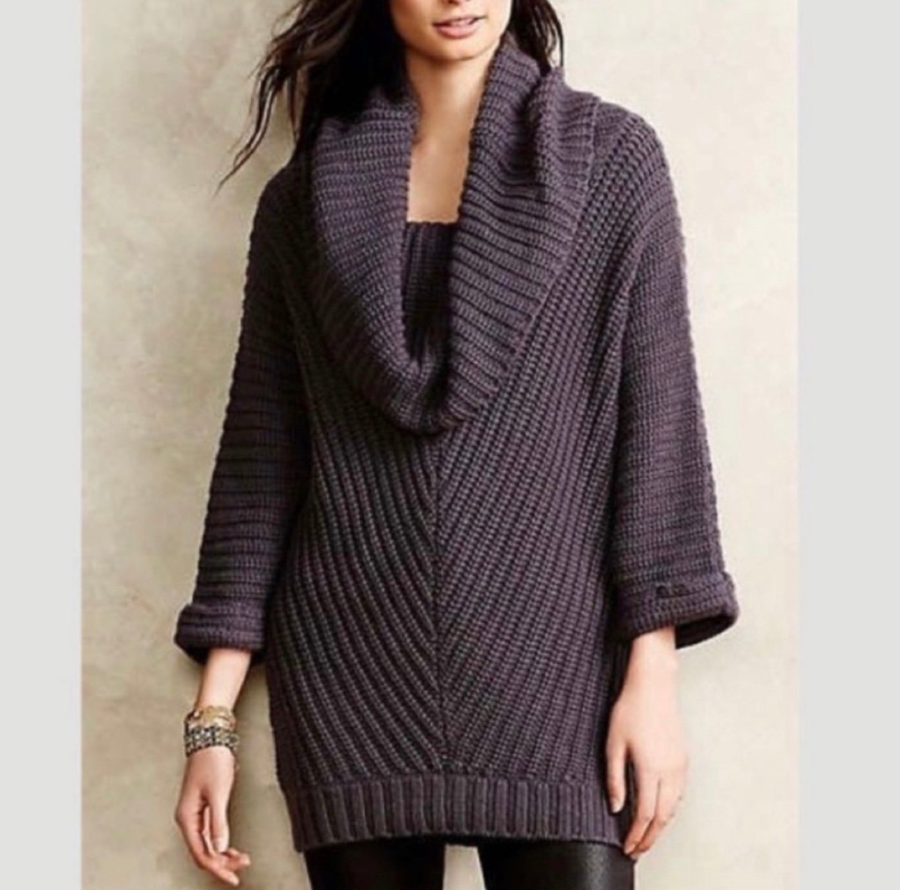 MOTH Anthropologie Chunky Knit Dolman Sleeve Cowl Neck Toca Sweater Size XS