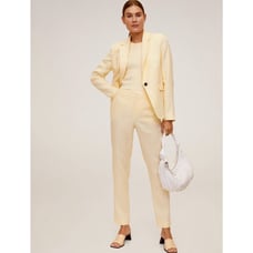 Mango Linen Straight Pants in Yellow Size 4