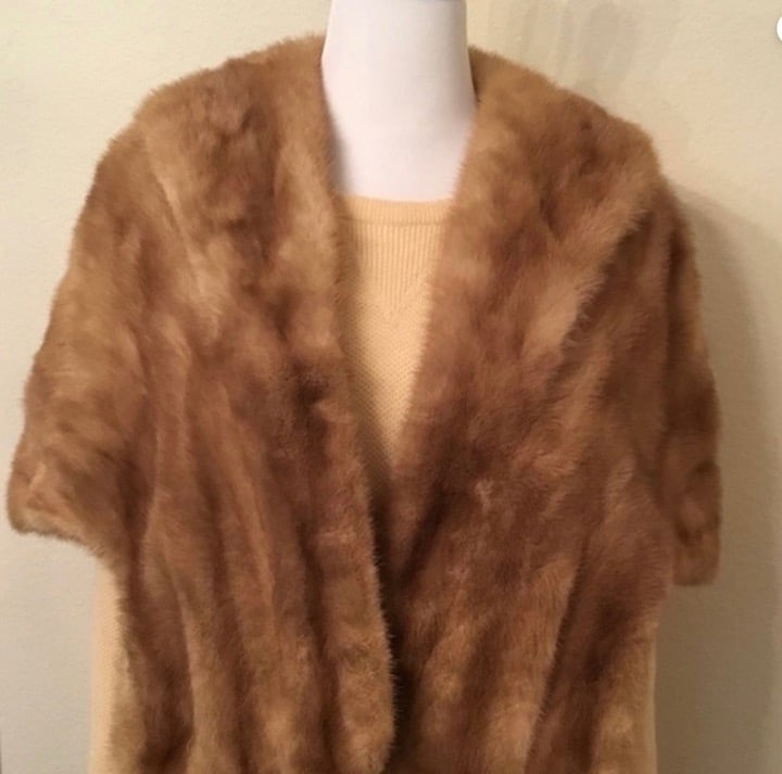 Real Natural Mink Fur Shawl Wrap