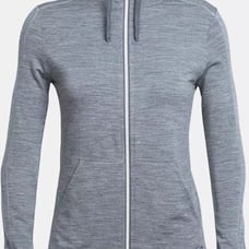 Icebreaker RealFLEECE Dia Long Sleeve Full Zip Hoodie Womens M Gray Merino Wool