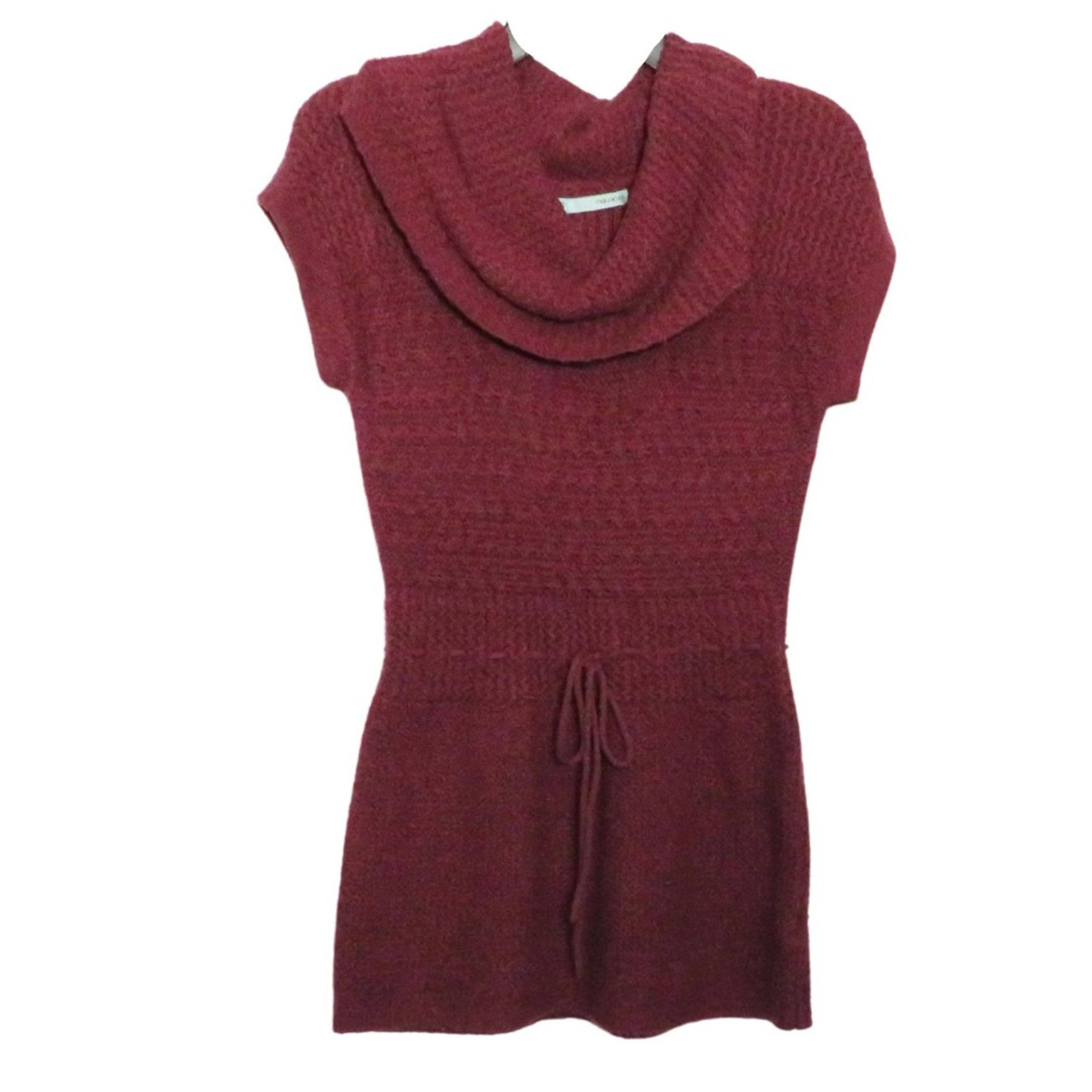 Maurice's Long Sweater Women Sz S Maroon Pullover Cowl Neck Sleeveless Tunic