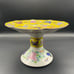 Antique Japanese Fukagawa Arita Enameled Yellow Ground Porcelain High Foot Plate