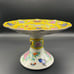Antique Japanese Fukagawa Arita Enameled Yellow Ground Porcelain High Foot Plate
