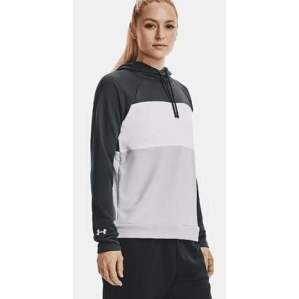 Under Armour Women's Terry Fleece Hoodie Stealth Black/White/Gray Women's Size 2