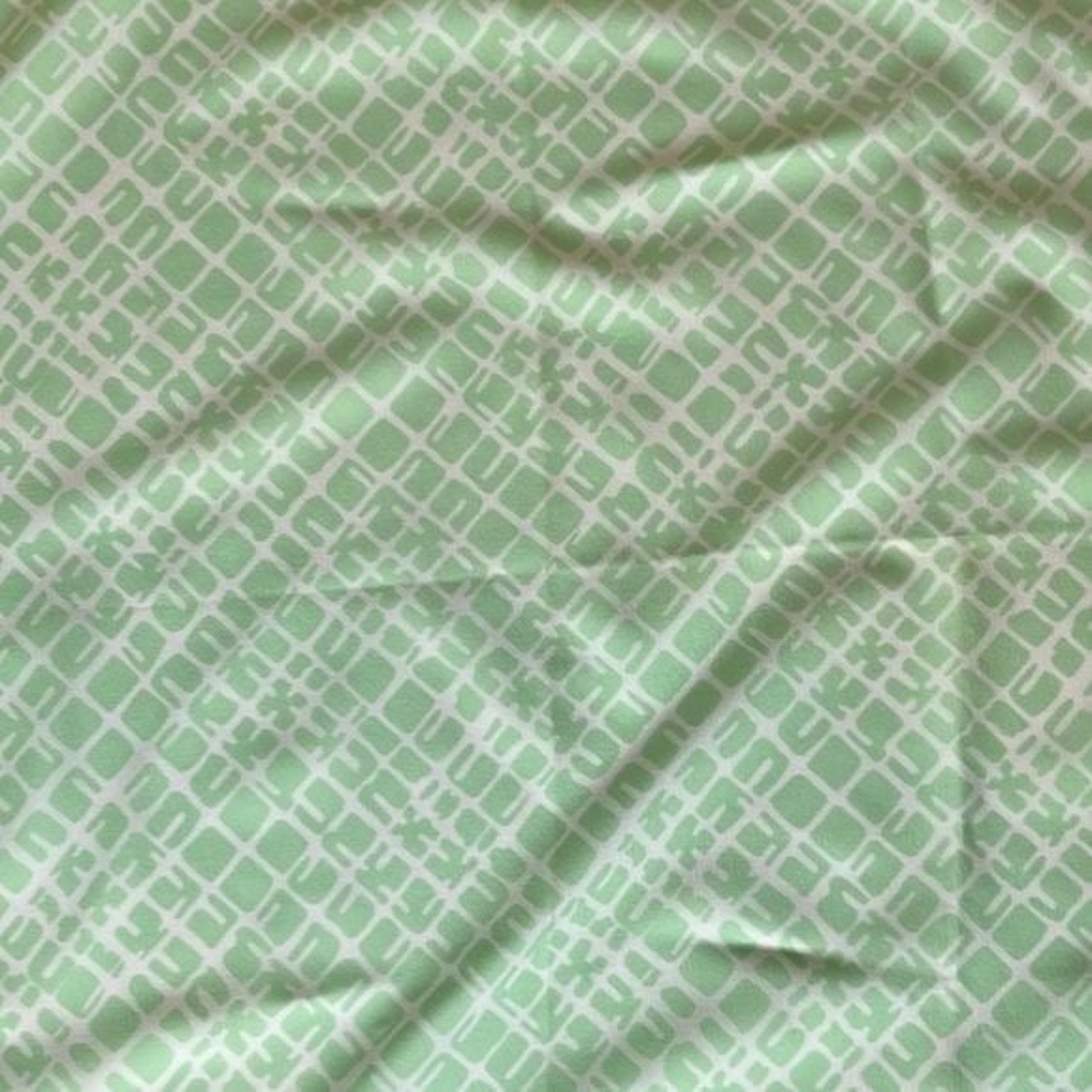 Vintage 60s-70s Seafoam Green & White Op Art Abstract Geometric Scarf Square 21"